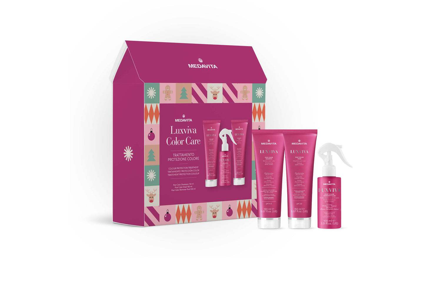Medavita Luxviva Christmas Gift Set (Post Color Shampoo 150 ml+ Post Color Mask 150 ml+ Post Color Fluide 100 ml )