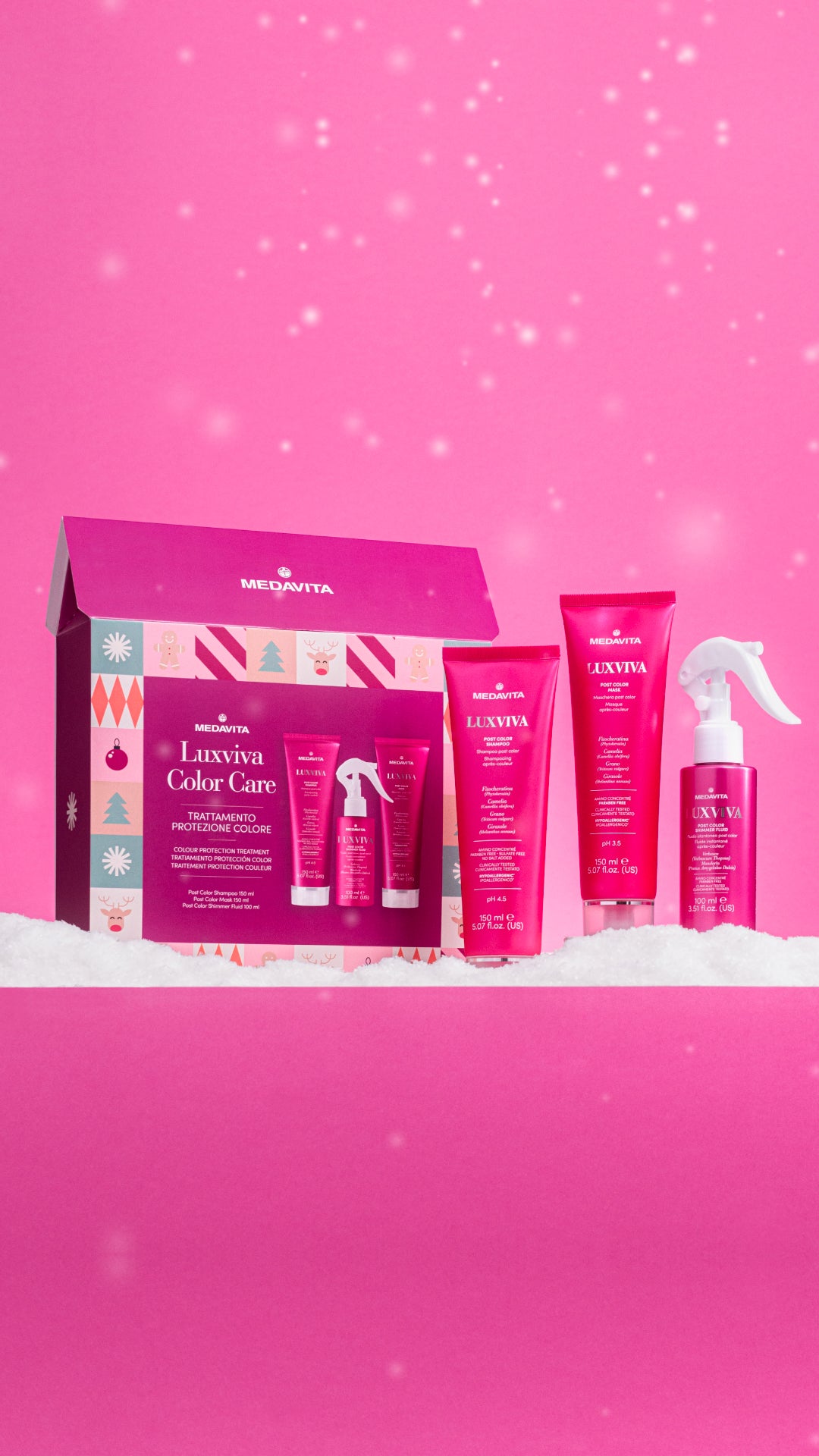 Medavita Luxviva Christmas Gift Set (Post Color Shampoo 150 ml+ Post Color Mask 150 ml+ Post Color Fluide 100 ml )